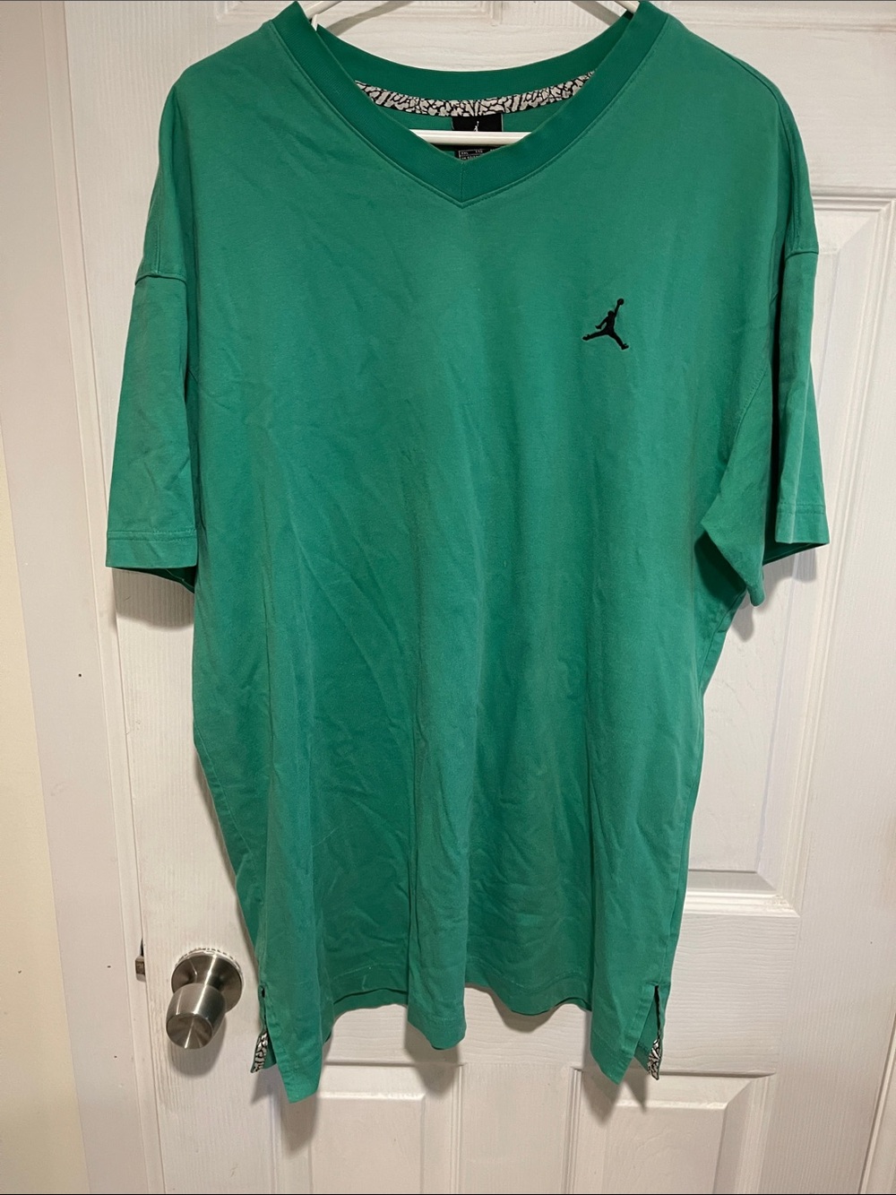 Jordan Men’s Teal Green V-Neck Tee with Black Jumpman